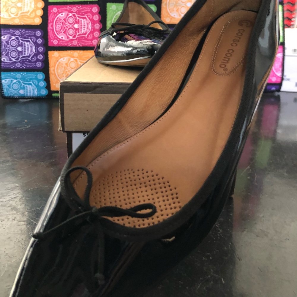 Corso Como black patent leather flats